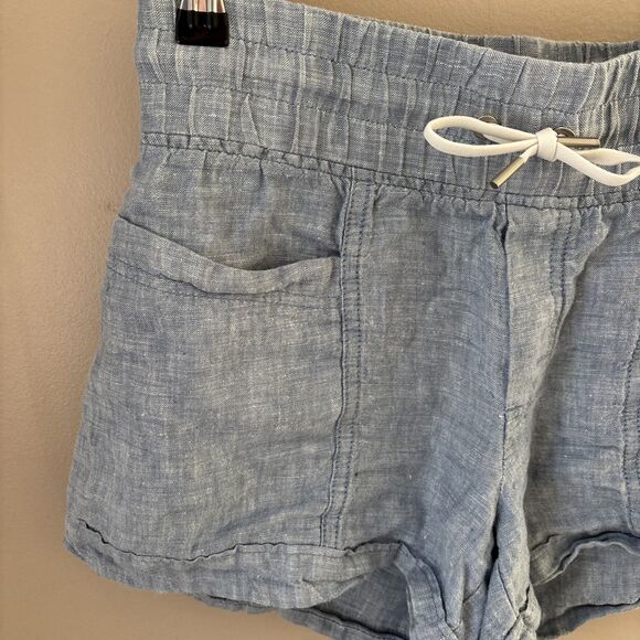 Athleta Women’s Size 2 Blue Linen Shorts with Pockets Casual Summer - Picture 2 of 6